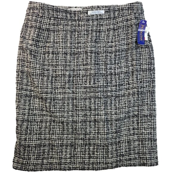 Vintage Pendleton Plaid Pencil Skirt 16 Black White Virgin Wool USA Deadstock - Picture 1 of 13